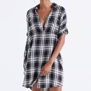 Madewell Black & White Courier Plaid Shirt Dress, size M